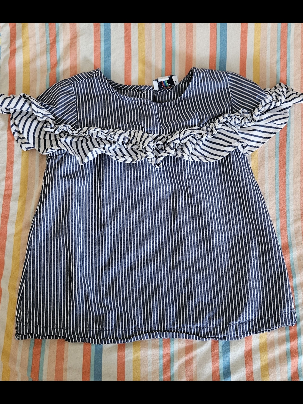 crown & ivy Kids Navy and White Striped Top, Size 6